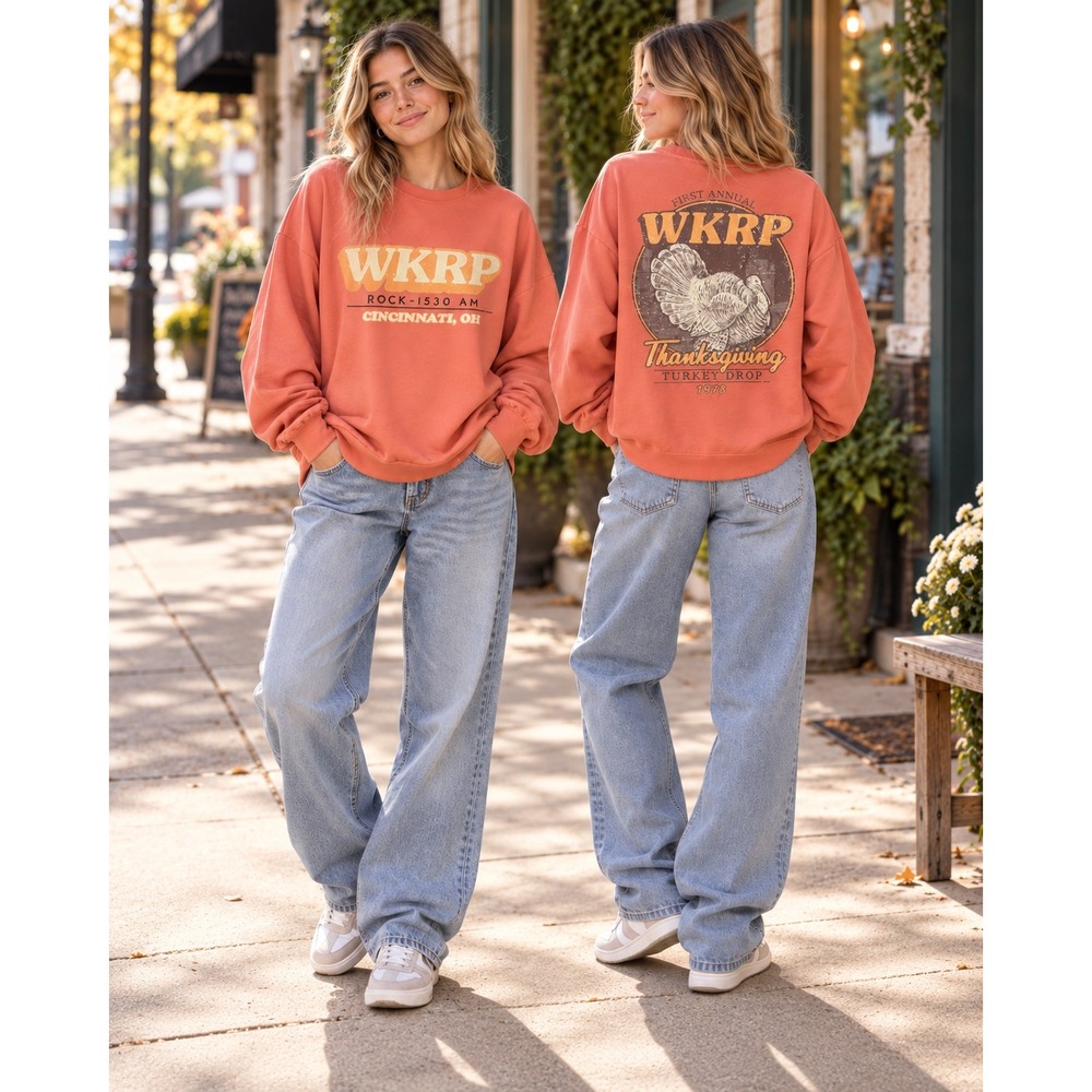 WKRP in Cincinnati Turkey Drop 1978 Graphic Sweatshirt Oversized Retro TV